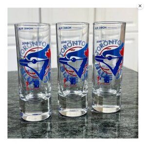 Vintage 1990 Toronto Blue Jays Shot Glass Set - MLB Collectible (Set of 3)